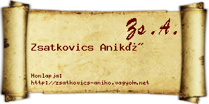 Zsatkovics Anikó névjegykártya